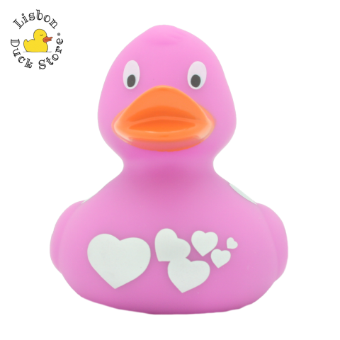 [ESGOTADO/SOLD OUT]  Pink Duck with Silver Hearts
